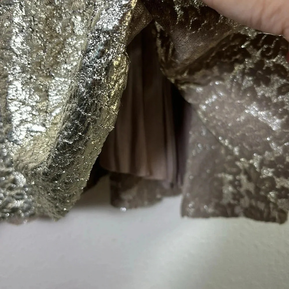 NWT Free People Ombre Foil Lace Fit & Flare Mini Dress Size S Cream Gold - Picture 6 of 16